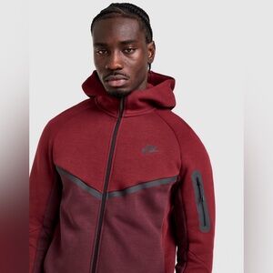 Nike Men's Burgundy Performance Jacket Nike Tech Fleece Full Zip Hoodie